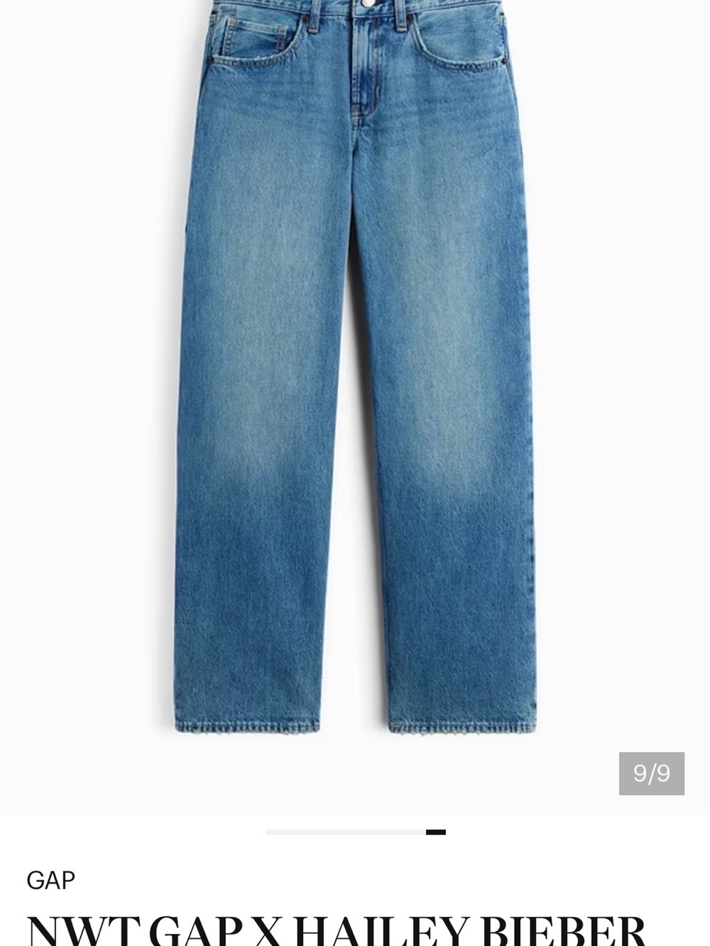 GAP x Hailey Bieber Low Rise Loose Fit Jeans - Light Blue Wash, size 26 - Picture 9 of 9